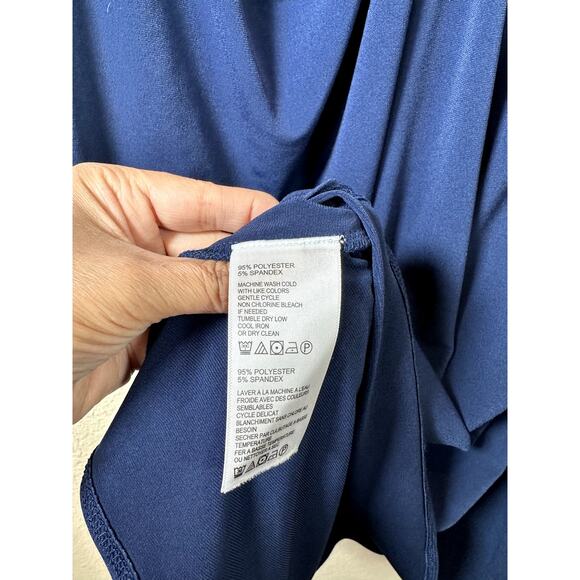 Tommy Bahama Carmela Dress Women’s Large Navy NWT Crossover Front Midi - Picture 8 of 9